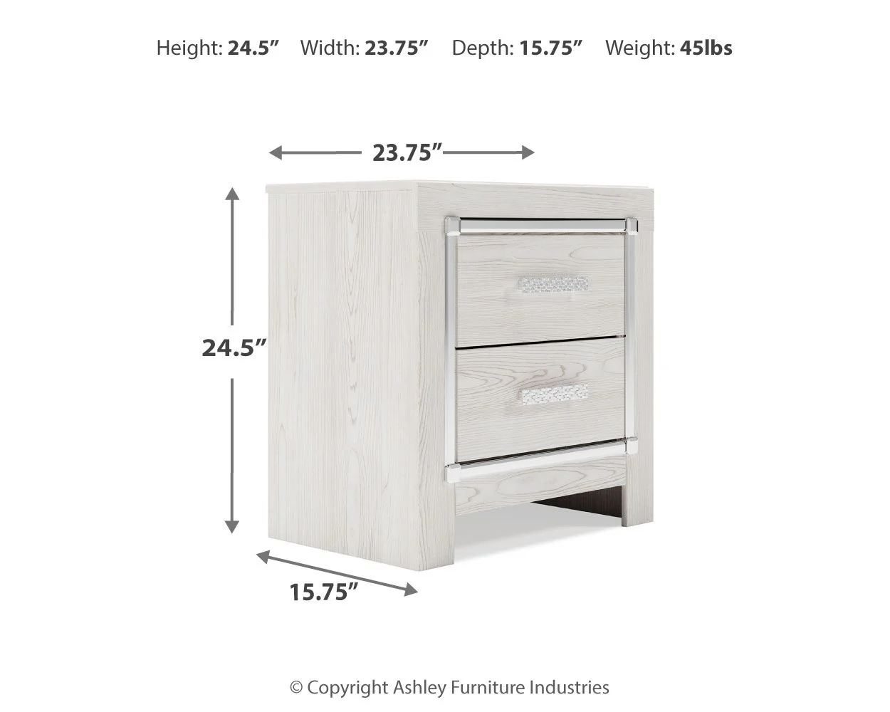 Altyra - Two Drawer Night Stand - White - Image 3