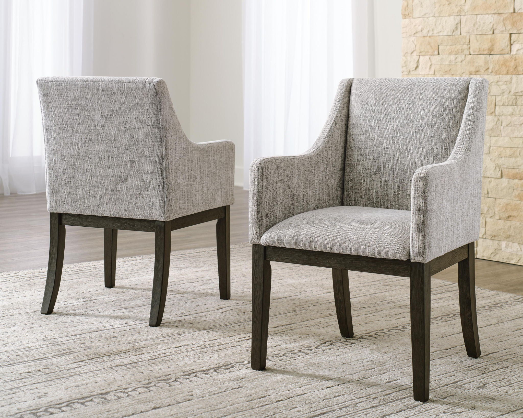 Burkhaus - Dining UPH Arm Chair (Set of 2) - Beige / Dark Brown - Image 3