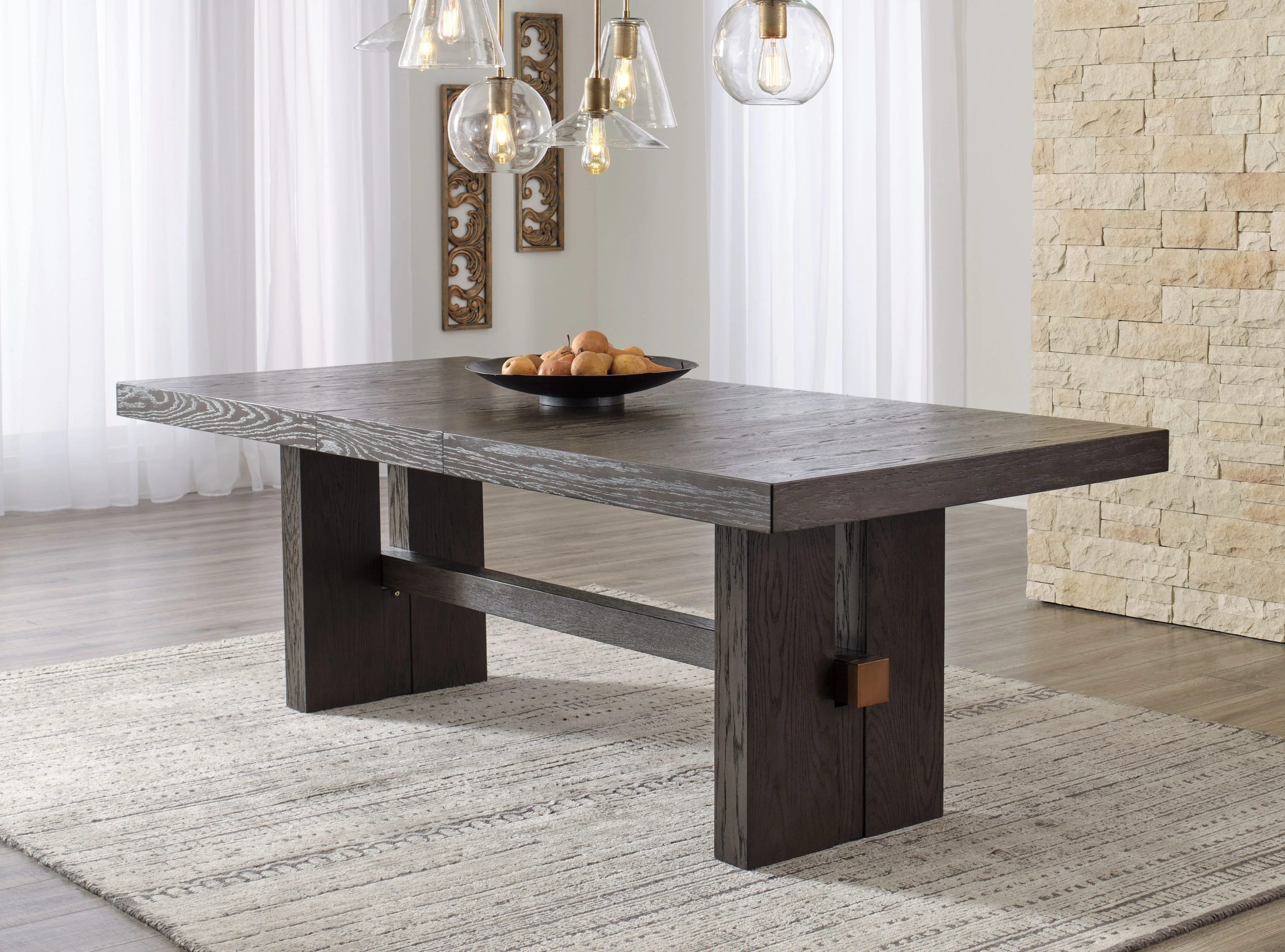 Burkhaus - Rectangular Dining Room Extension Table - Dark Brown - Image 4