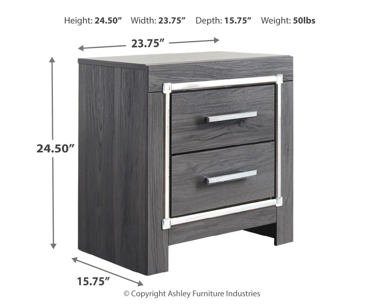 Lodanna - Two Drawer Night Stand - Gray - Image 3
