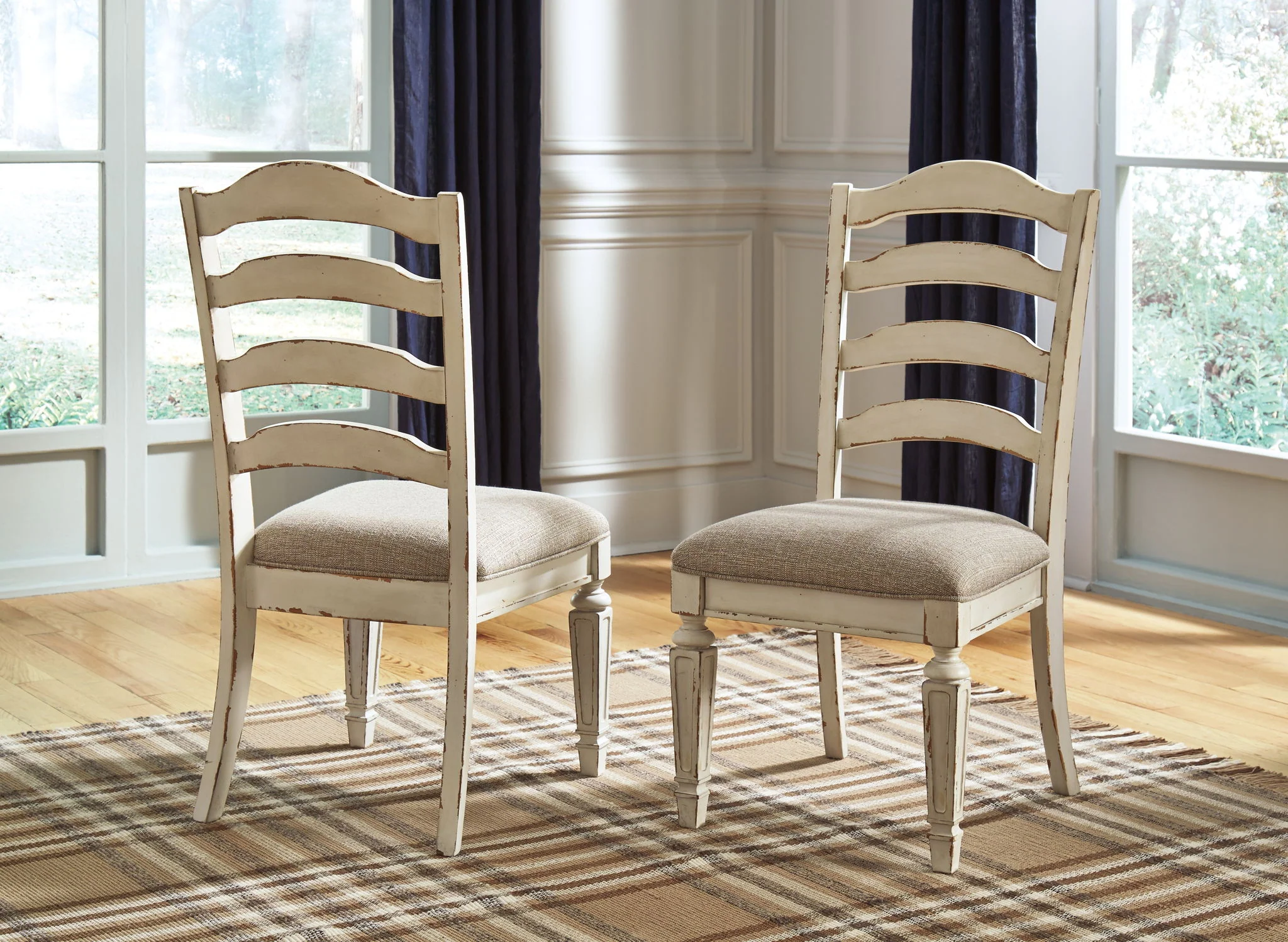 Realyn - Dining UPH Side Chair (Set of 2) - Ladderback - Chipped White - Image 3