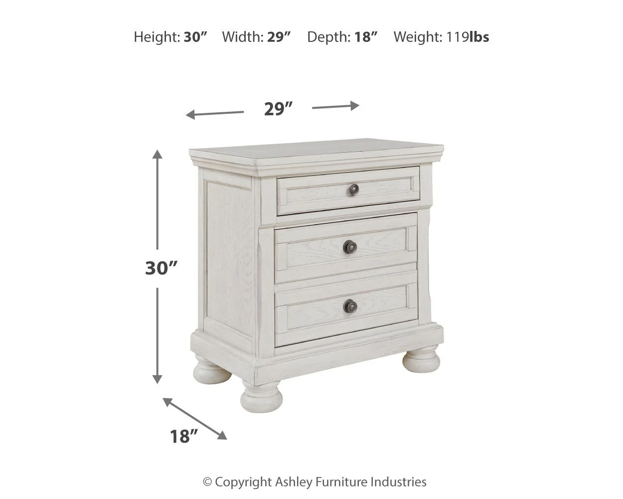 Robbinsdale - Two Drawer Night Stand - Antique White - Image 3