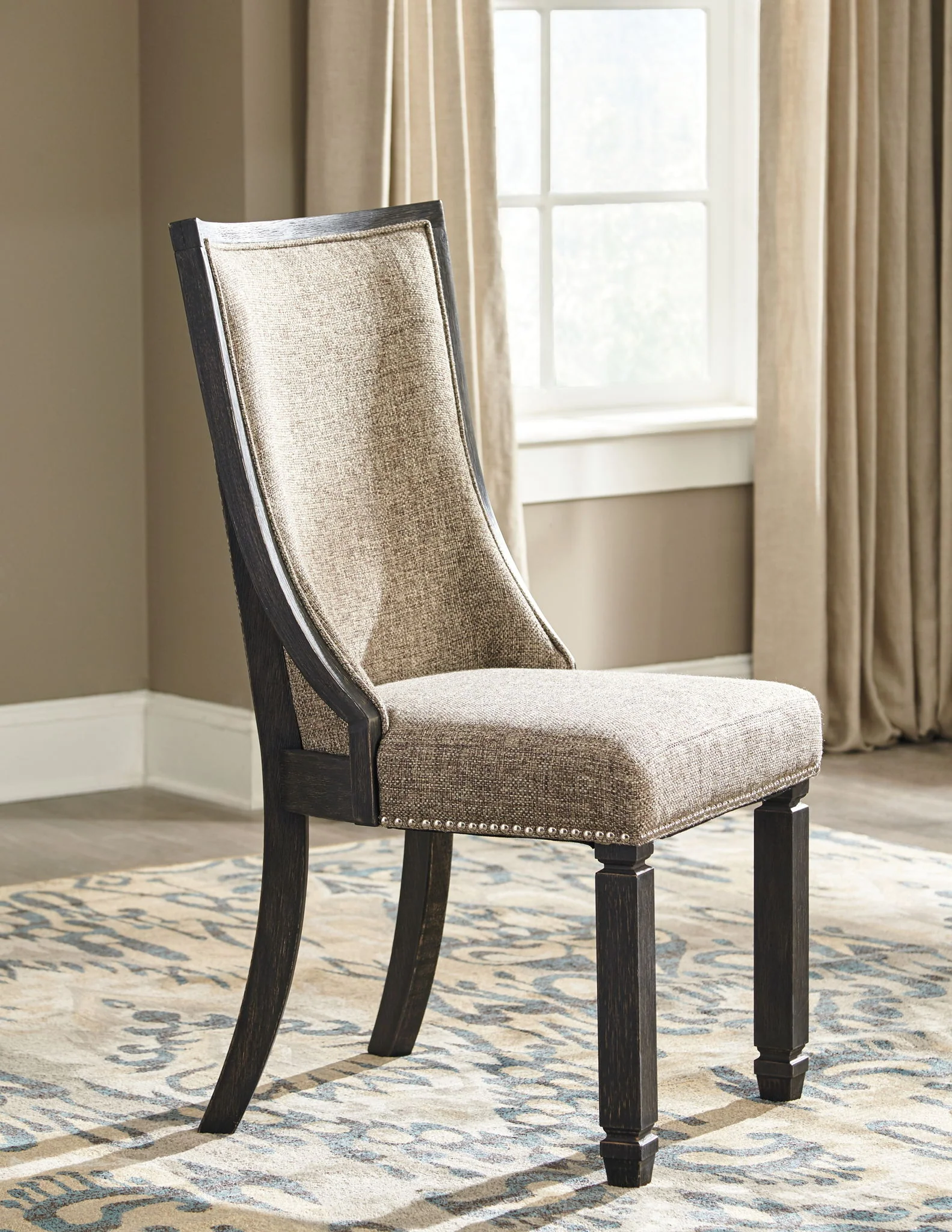 Tyler Creek - Dining UPH Side Chair (Set of 2) - Framed Back - Black / Grayish Brown - Image 3