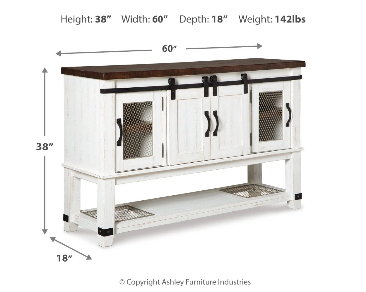 Valebeck - Dining Room Server - White / Brown - Image 4